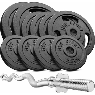 Hop-Sport Sada Strong 57 kg s ohýbanou tyčou Liatina 57 kg