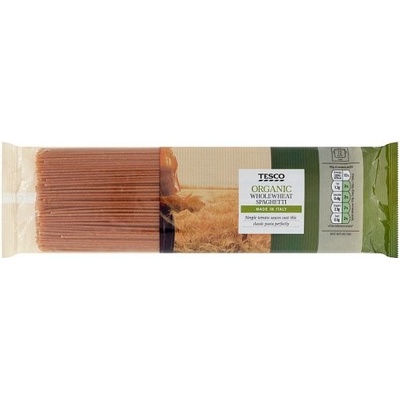 Tesco Organic Bio bezvaječné celozrnné semolinové sušené cestoviny 0,5 kg