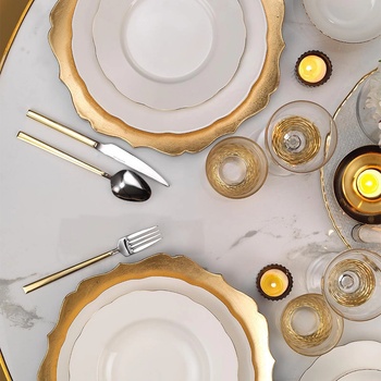 Kütahya Porselen Kutahya СЕРВИЗ ЗА ХРАНЕНЕ bone 24Ч. КРЕМ/МЕД КАНТ (bnoly24y2120)