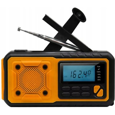 Feegar Nouzová vysílačka Radio AM/FM IPX3 s dynamem, svítilnou, powerbankou a solárním panelem