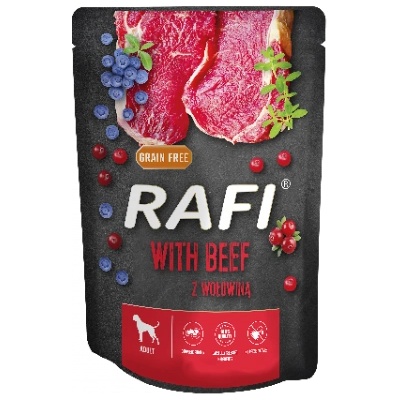 Dolina Noteci Рафи с говеждо месо за кучета - 300 г пакет (черна опаковка)