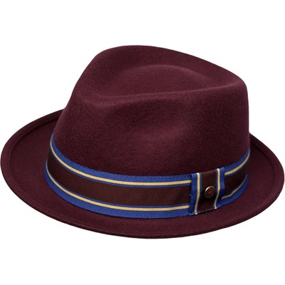 Krumlovanka vlněný klobouk trilby se stuhou Ba-30225010 bordó
