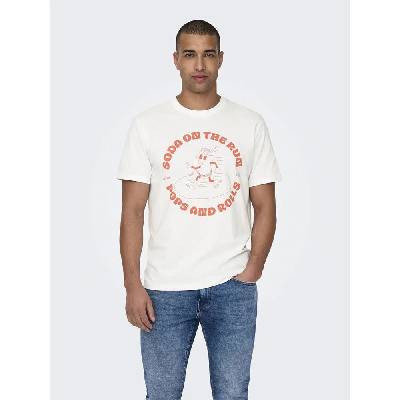 Тениска Only & sons Kim Reg Funny short sleeve T-shirt - White (Cloud Dancer)