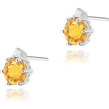 Blink-Blink zlaté napichovacie náušnice s diamantami a Citrínom 3181BDCiB