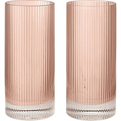 Ferm Living Vysoké sklenice Ripple Blush 2 x 480 ml