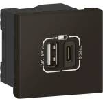 Legrand Розетка 2хUSB за зареждане тип A+C 3A 15W 2 мод. цвят Черен Mosaic - 079193L (079193L)