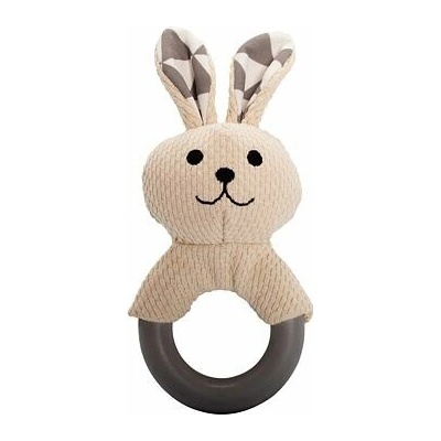 HipHop kousátko králík kroužkem se zvukem 21 cm krémová šedá