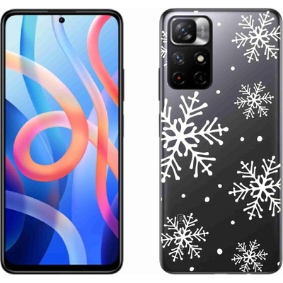 mmCase Gelové Xiaomi Redmi Note 11S 5G - bílé vločky na průhledném pozadí