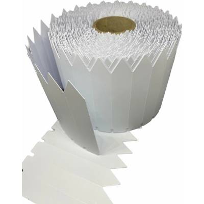Plastová Etiketa záhradnícka zapichovacia 105 mm x 23,5 mm, Polyvinylchlorid PVC, Biela, Dutinka 40 mm, 1000 ks/kotúč, Priemer kotúča 100 mm