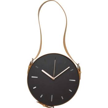 Platinet Wall Clock Black With Pu Leather Brown Belt - стенен часовник (черен)