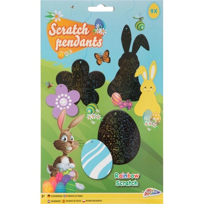 Grafix Vyškrabávací obrázky přívěsky kreativní set 9ks Velikonoce – Zboží Dáma