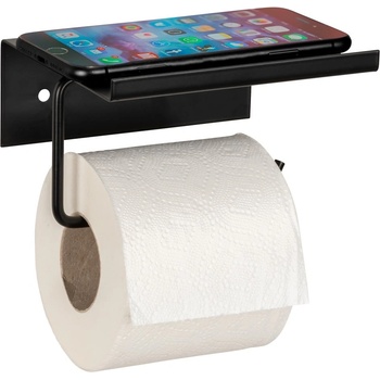 WENKO Черна самоносеща метална поставка за тоалетна хартия с рафт Desulo - Wenko (26096100)