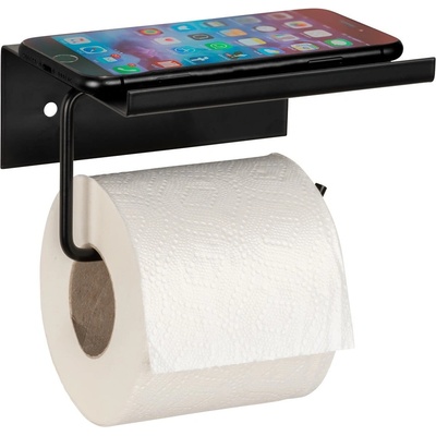 WENKO Черна самоносеща метална поставка за тоалетна хартия с рафт Desulo - Wenko (26096100)
