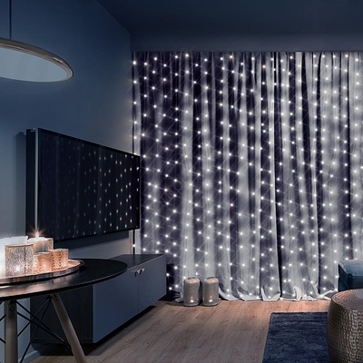Brilagi - LED Коледна завеса 300xLED/8 функции/3xAA/USB 1, 2м студено бяла (BG0379)