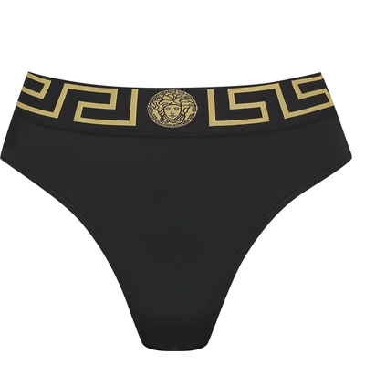 Versace icon Women's Tape High Rise Chlorine Resistant Bikini Bottoms - Blk/Gld A1008