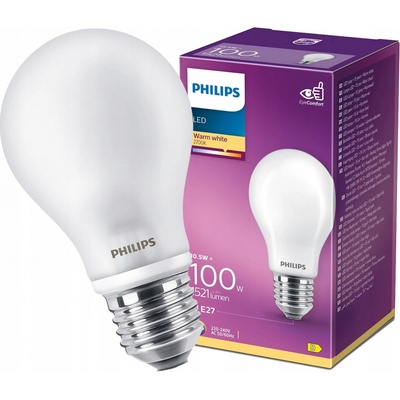 Philips klasik, 10,5W, E27, teplá biela