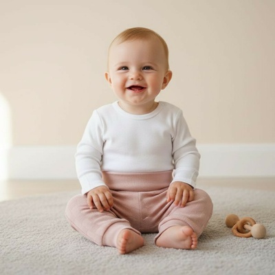 Baby Service Dojčenské nohavice buggy ružové obdĺžniky