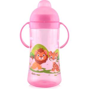 Lorelli Спортна бутилка с дръжки и мек накрайник Lorelli - 330 ml, Розова (10200910002)