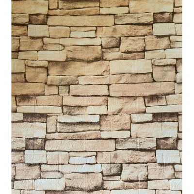3D samolepiaci nástenný panel zo SVETLOhnedej tehly, rozmery 70 x 77 x 0,1 cm Počet ks v balení: 1 ks
