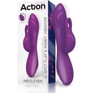 Action No. Eleven Vibrator with Bunny, G-Spot and Pulse Function Purple