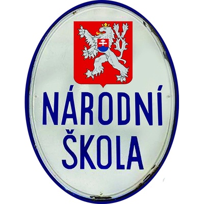 Ceduľa Národní Škola - historická tabuľa ČSSR 40cm x 30cm Plechová tabuľa