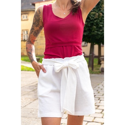 Jsem máma dámské BIO mušelínové kraťasy bílé