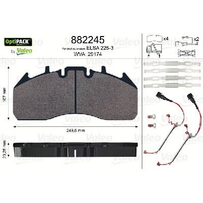VALEO Sada brzdových destiček, kotoučová brzda OPTIPACK 882245