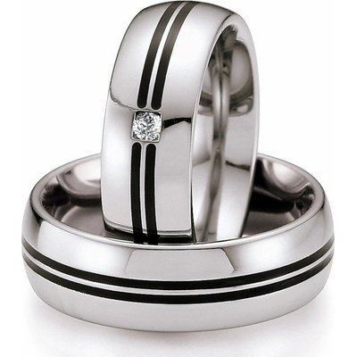 Snubní prsteny z oceli s keramikou a diamantem ST146