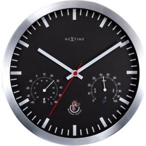 NeXtime Часовник с термометър и хигрометър Weather Station Clock черно-сребрист (90514ZW)