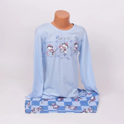 Детска памучна пижама в синьо с картинка