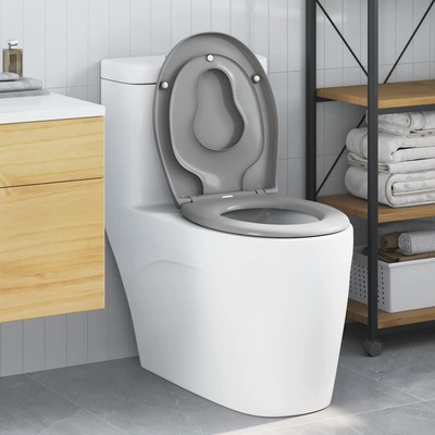 vidaXL Тоалетна седалка Сив 47 x 37 x 4 см Дуропласт (42002351)