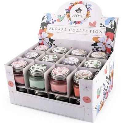 Malá vonná svíčka ve skle s jmenovkou 28 g Varianta: (Floral) mix č. 2, Balení: 24 ks 49591/120782/278302