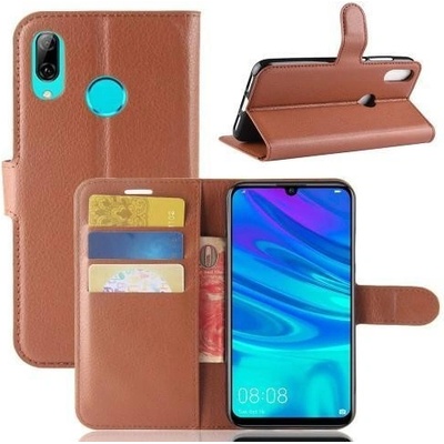 Pouzdro Litchi PU kožené peněženkové Huawei Y7 (2019) - hnědé – Zboží Živě