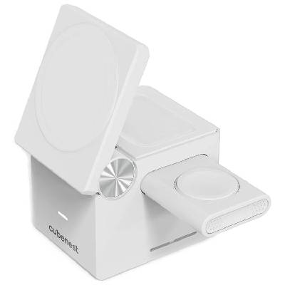 MagSafe bezdrôtová nabíjačka CubeNest E311 3v1 s podporou uchytenia MagSafe biela (6974699971528)
