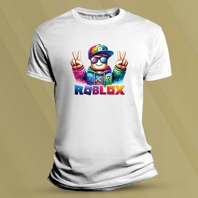 Sandratex Bavlněné dětské tričko Roblox hráč 2 Bílá