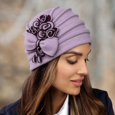 Krumlovanka dámská zimní čepice W-0118/409 světle fialová