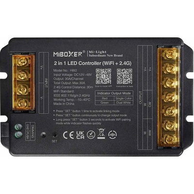 LED Mono CCT Controller MIBOXER HW2 2v1 30A 12-48V WiFi TUYA Nejvýkonnější Milight PUSH