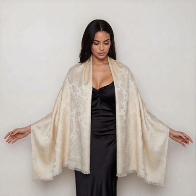 Classic Scarf šála smetanová a zlatý lurex – Zboží Mobilmania
