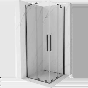 Mexen Velar Duo плъзгаща се душ кабина 90 x 90 см, прозрачна, gun metal - 871-090-090-02-95 (871-090-090-02-95)