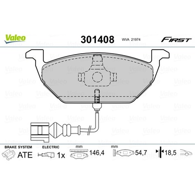 Sada brzdových destiček, kotoučová brzda VALEO 301408