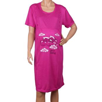 Image 1 of Виолетова нощница за кърмачки с апликация спящо мече