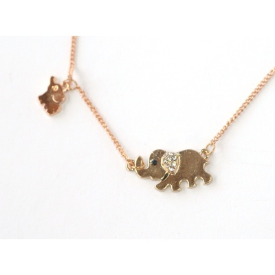 Fashion Jewerly řetízek Zlatá slonice a slůně 1178