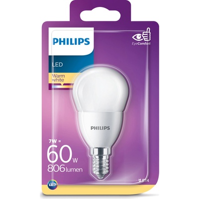 Philips klasik 7W, E14, teplá bílá