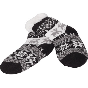 Image 1 of Топли детски чорапи в черно с коледен десен