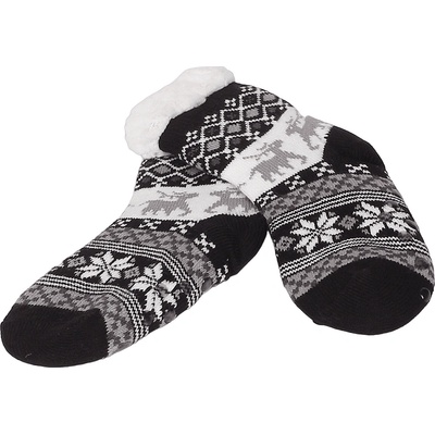 Топли детски чорапи в черно с коледен десен