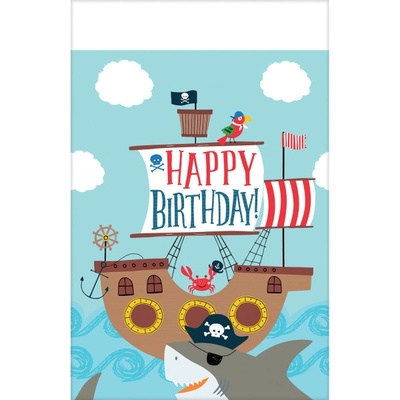 Amscan Plastový ubrus Piráti Happy Birthday 137x243cm
