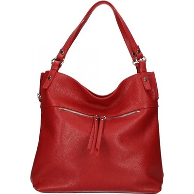 Made In Italy kožená kabelka na rameno 640 červená