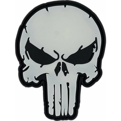 101INC nášivka 3D plastová PUNISH SKULL velcro GLOW IN THE DARK