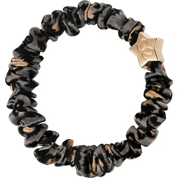 By Eloise London Skinny Silk Scrunchie Gold Star Ластик за коса за жени цвят Grey Leopard