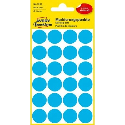AVERY ZWECKFORM okrúhle 18 mm modré 96 etikiet bal 4 list